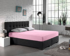 Hoeslaken dubbel jersey katoen roze 140 x 200/220 cm, hoekhoogte 40 cm, voor matras en boxspring