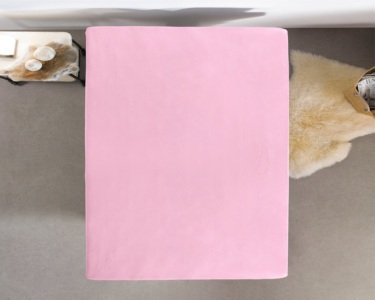 Hoeslaken dubbel jersey katoen roze 140 x 200/220 cm, hoekhoogte 40 cm, voor matras en boxspring