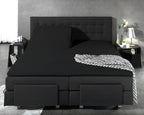 Hoeslaken splittopper katoen percal zwart 180 x 210 cm, split 90 cm, met rondom elastiek voor topmatras