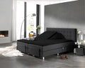 Hoeslaken splittopper katoen percal zwart 180 x 210 cm, split 90 cm, met rondom elastiek voor topmatras
