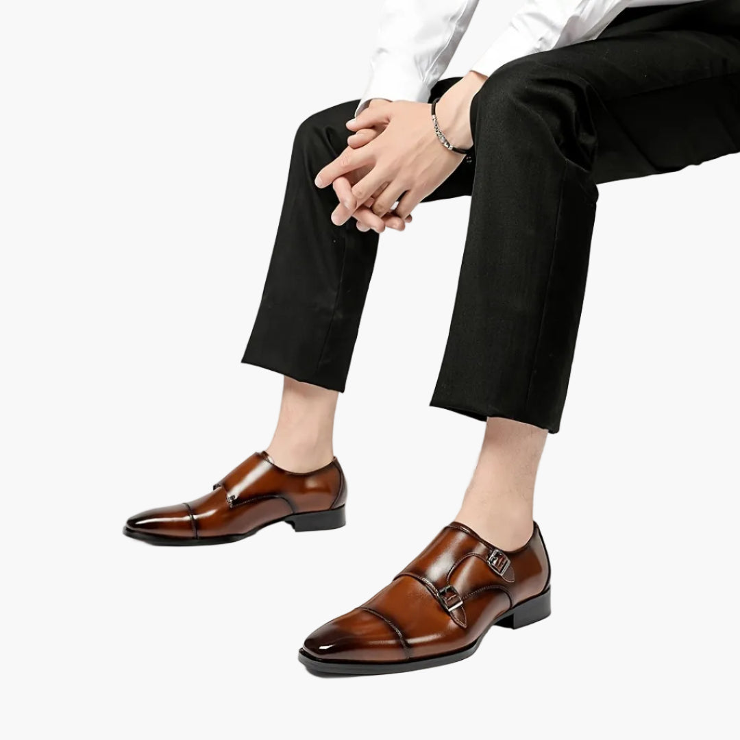 Men's Double Buckle Business Loafers – Elegant Dress Shoes for Everyday & Office Use