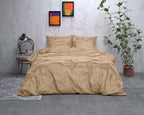 Dekbedovertrek micropercal satijn effen taupe 200 x 220 cm, met kussenslopen 60 x 70 cm