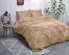 Dekbedovertrek micropercal satijn effen taupe 200 x 220 cm, met kussenslopen 60 x 70 cm