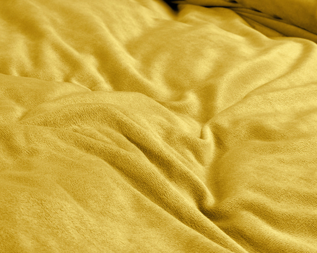 Dekbedovertrek fluweel polyester effen goud 200 x 220 cm, met kussenslopen 60 x 70 cm