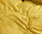 Dekbedovertrek fluweel polyester effen goud 200 x 220 cm, met kussenslopen 60 x 70 cm