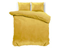 Dekbedovertrek fluweel polyester effen goud 200 x 220 cm, met kussenslopen 60 x 70 cm