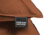 Dekbedovertrek katoen stonewashed bruin 140 x 220 cm, met kussenslopen 60 x 70 cm en opbergzak