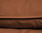 Dekbedovertrek katoen stonewashed bruin 140 x 220 cm, met kussenslopen 60 x 70 cm en opbergzak