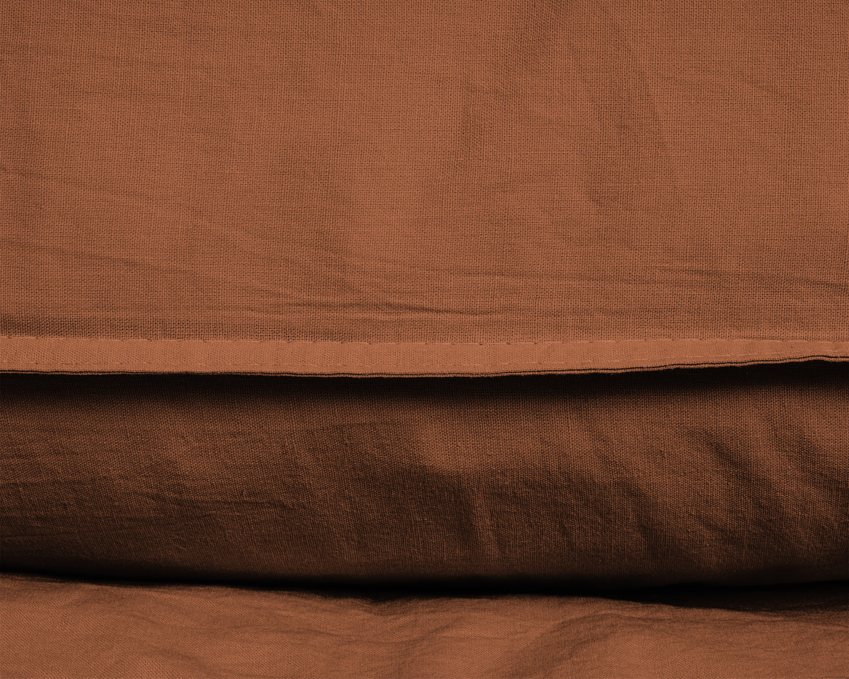 Dekbedovertrek katoen stonewashed bruin 140 x 220 cm, met kussenslopen 60 x 70 cm en opbergzak