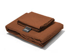 Dekbedovertrek katoen stonewashed bruin 140 x 220 cm, met kussenslopen 60 x 70 cm en opbergzak