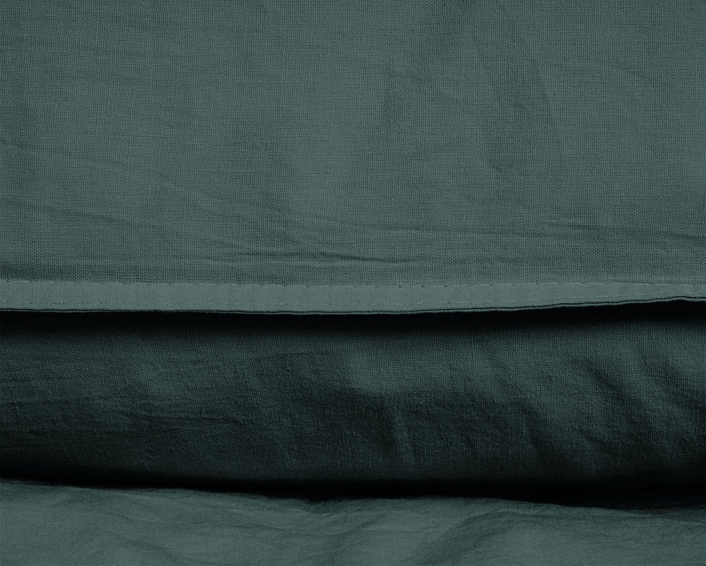 Dekbedovertrek katoen stonewashed donkergroen 140 x 220 cm, met kussenslopen 60 x 70 cm