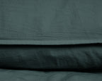 Dekbedovertrek katoen stonewashed donkergroen 140 x 220 cm, met kussenslopen 60 x 70 cm