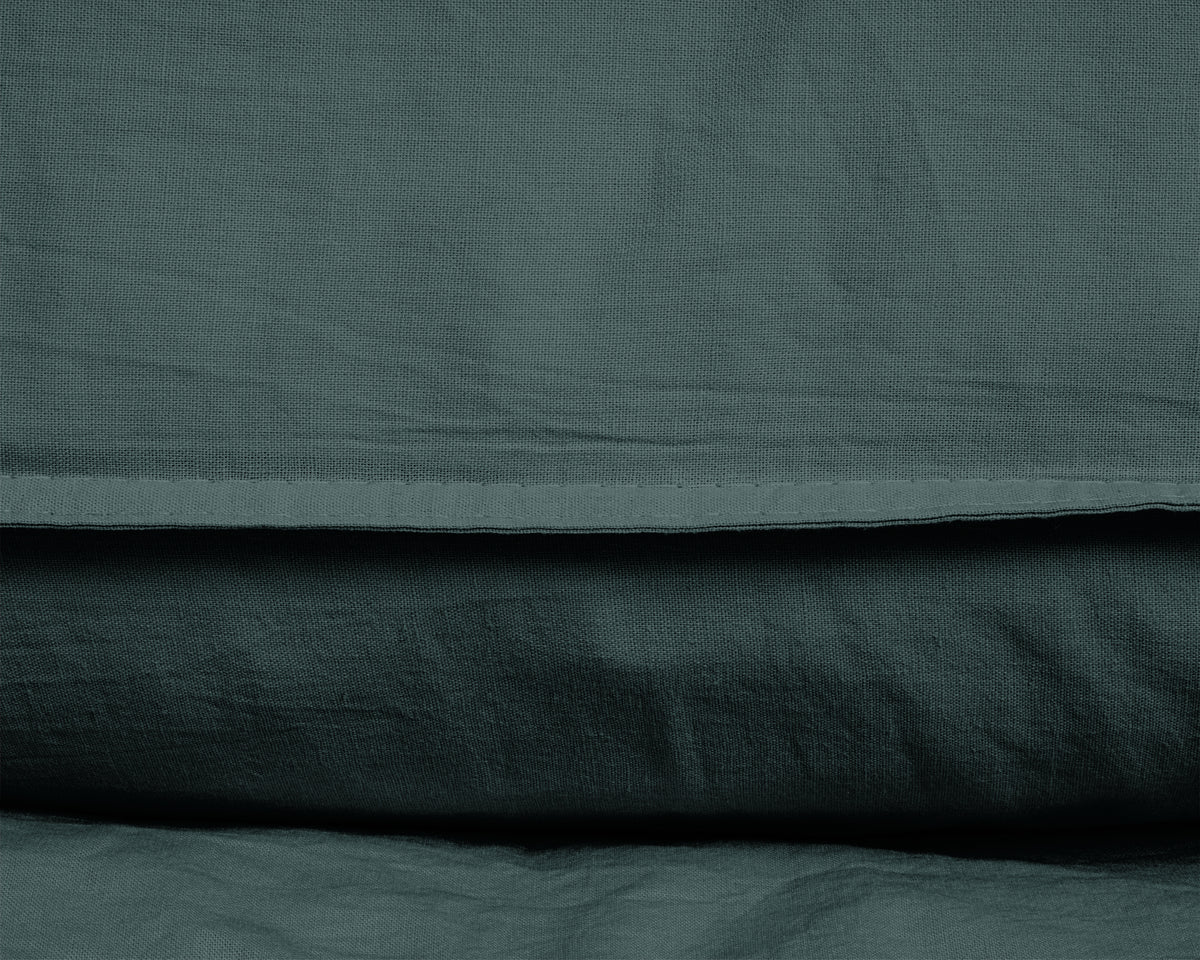 Dekbedovertrek katoen stonewashed donkergroen 140 x 220 cm, met kussenslopen 60 x 70 cm