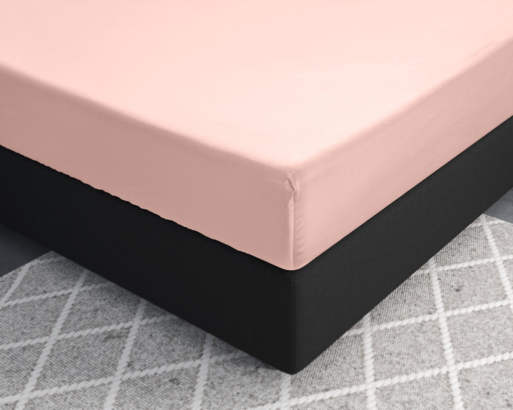 Hoeslaken katoensatijn roze 90 x 200 cm, hoekhoogte 30 cm, T210