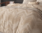 Dekbedovertrek visgraat katoen-polyester zand 200 x 220 cm, met kussenslopen 60 x 70 cm