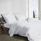 Dekbedovertrek bamboe viscose twill-satijn wit 140 x 200/220 cm, met kussenslopen 60 x 70 cm