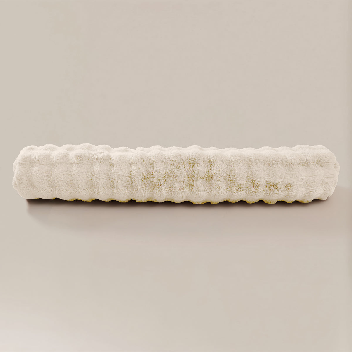 Bodykussen nepbont pompom beige 140 x 20 cm, stevig, wasbaar op 40°C voor slaapkamer