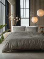 Dekbedovertrek katoen Mellow Stone grijs 140 x 220 cm, met kussensloop 60 x 70 cm voor de slaapkamer