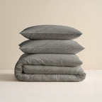 Dekbedovertrek katoen Mellow Stone grijs 140 x 220 cm, met kussensloop 60 x 70 cm voor de slaapkamer