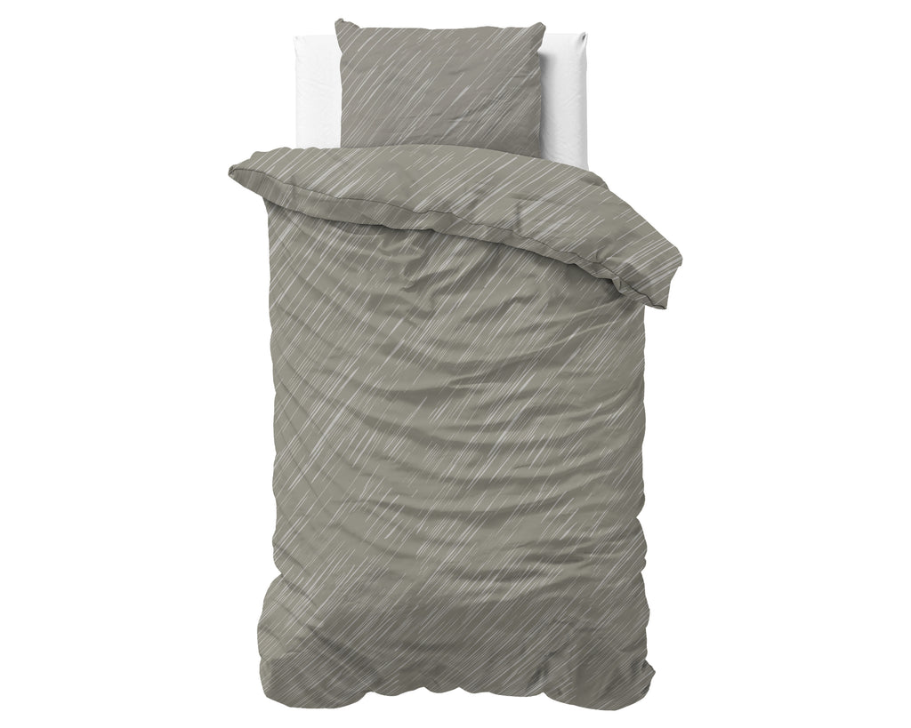Dekbedovertrek katoen Mellow Stone grijs 140 x 220 cm, met kussensloop 60 x 70 cm voor de slaapkamer