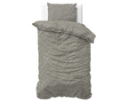 Dekbedovertrek katoen Mellow Stone grijs 140 x 220 cm, met kussensloop 60 x 70 cm voor de slaapkamer