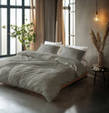 Dekbedovertrek katoen Mellow Stone grijs 140 x 220 cm, met kussensloop 60 x 70 cm voor de slaapkamer