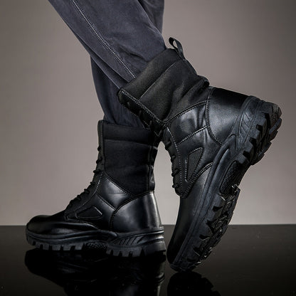 Men's lace-up boots with a high shaft and durable sole