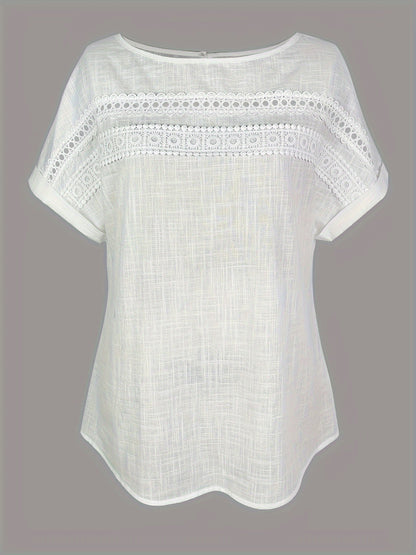 Women's Summer Blouse Elegant with Lace Details and Short Sleeves – Perfect Top for Everyday and Vacation