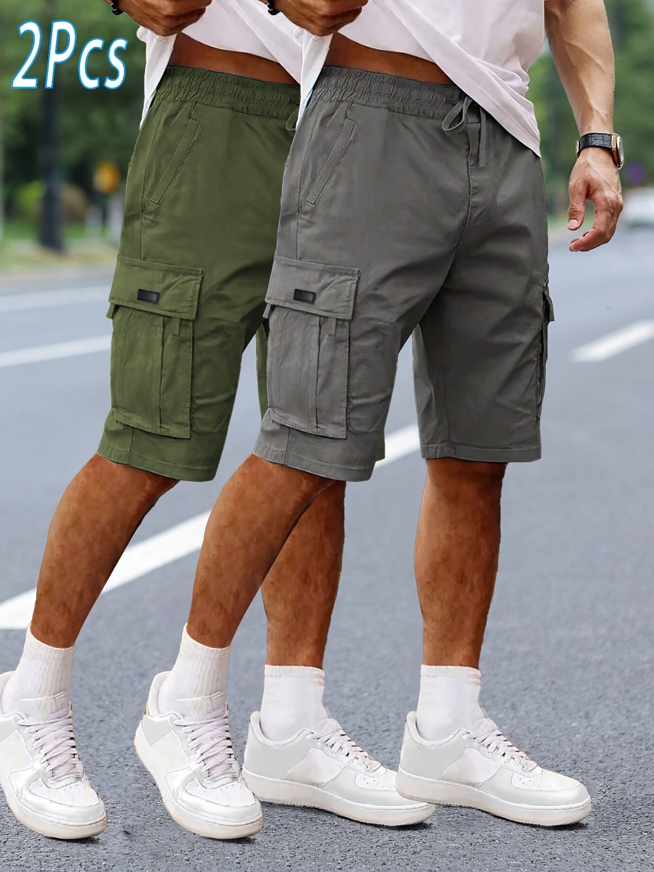 Men's Cargo Shorts 2-Pack – Casual Outdoor and Leisure Bermudas with Pockets