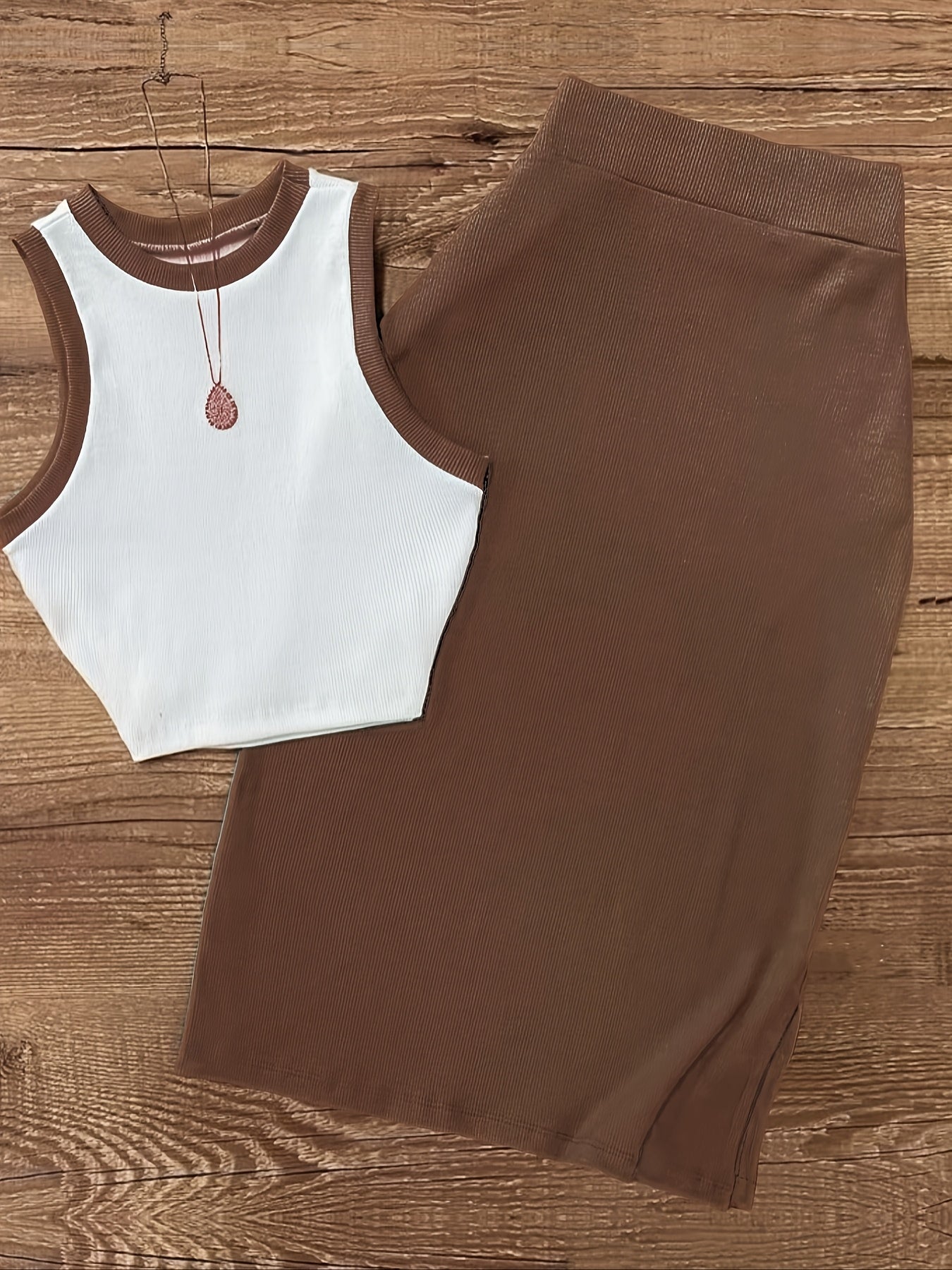 Women's Elegant Two-Piece Set with Sleeveless Top and Skirt – Perfect for Spring and Summer