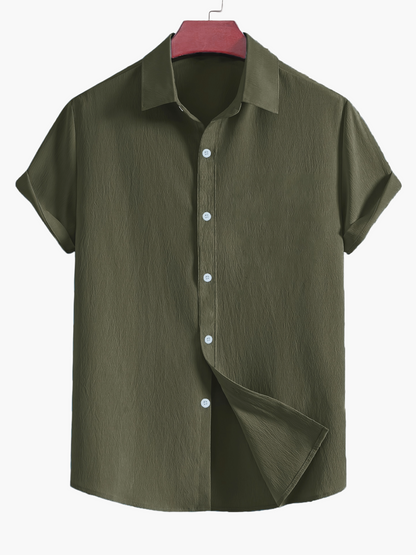 Men's Short-Sleeve Casual Shirt with Button Placket – Stylish Summer Shirt for Everyday & Weekend