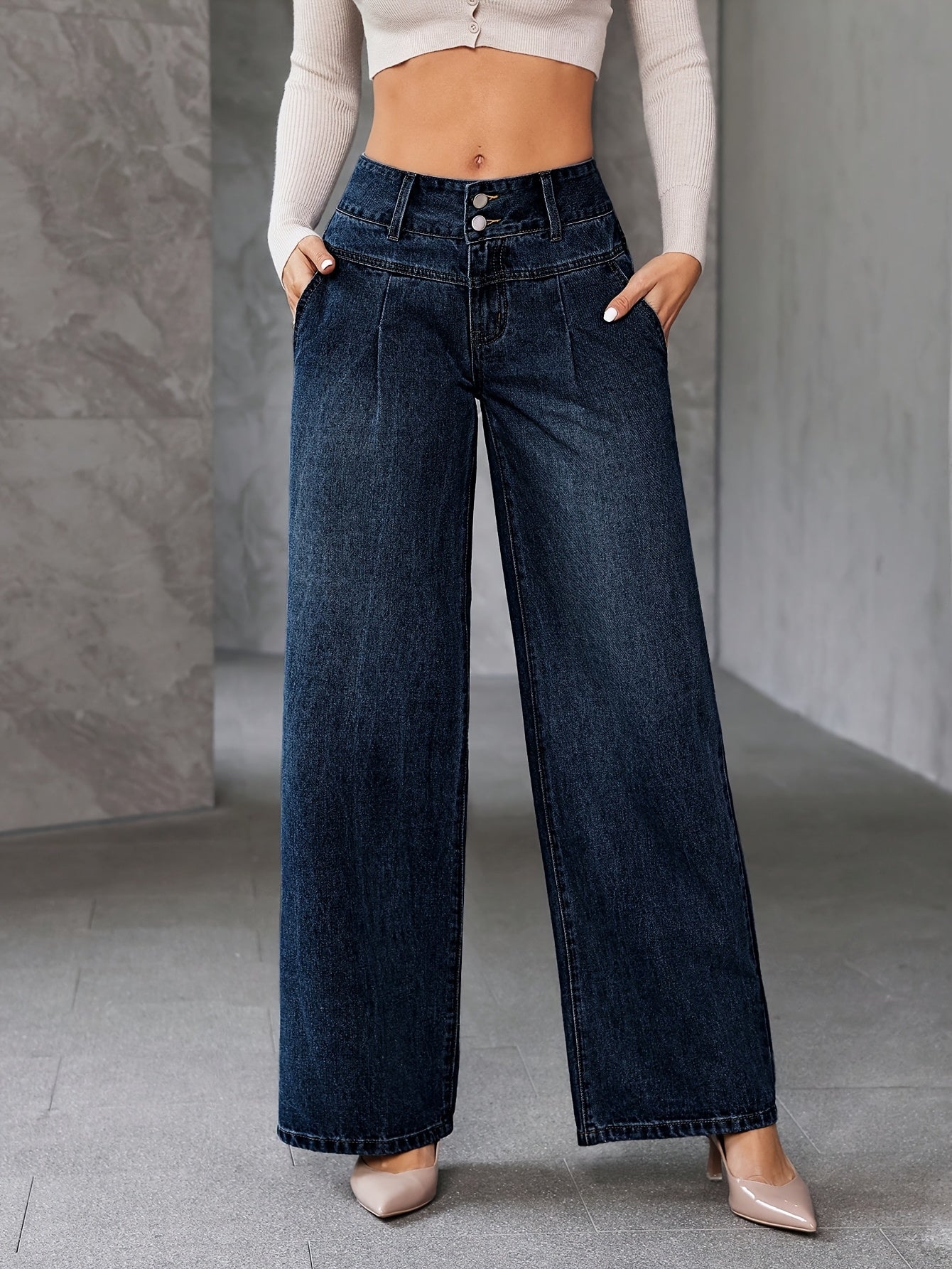 Women's High Waist Wide Leg Jeans – Fashionable Flared Pants for Everyday and Leisure
