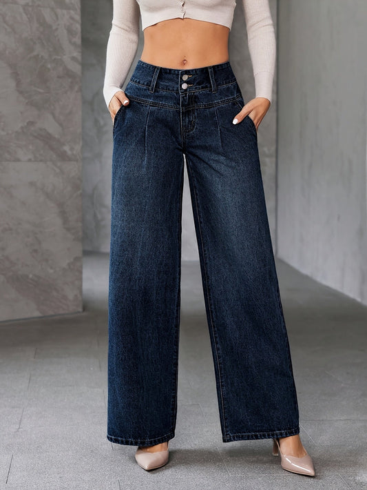 Women's High Waist Wide Leg Jeans – Fashionable Flared Pants for Everyday and Leisure