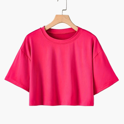 Women's Cropped Short-Sleeve T-Shirt, Casual, Perfect for Summer