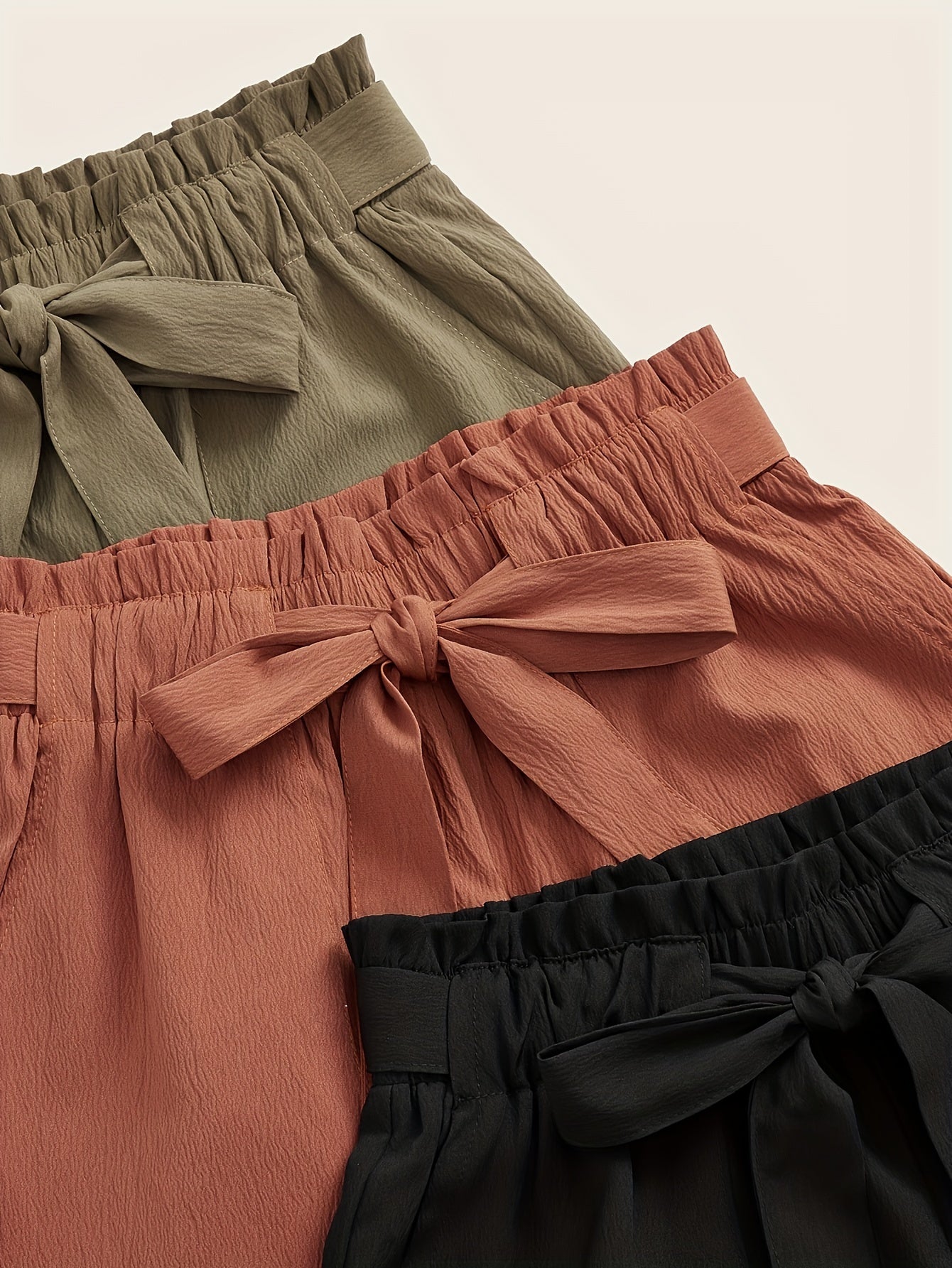 Damen Sommer Shorts mit Schleife – Lässige Strandshorts, 3er Pack, Elastischer Bund, Ideal für Urlaub und Freizeit