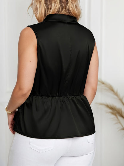 Women's Elegant Asymmetric Sleeveless Wrap Blouse for Office and Leisure