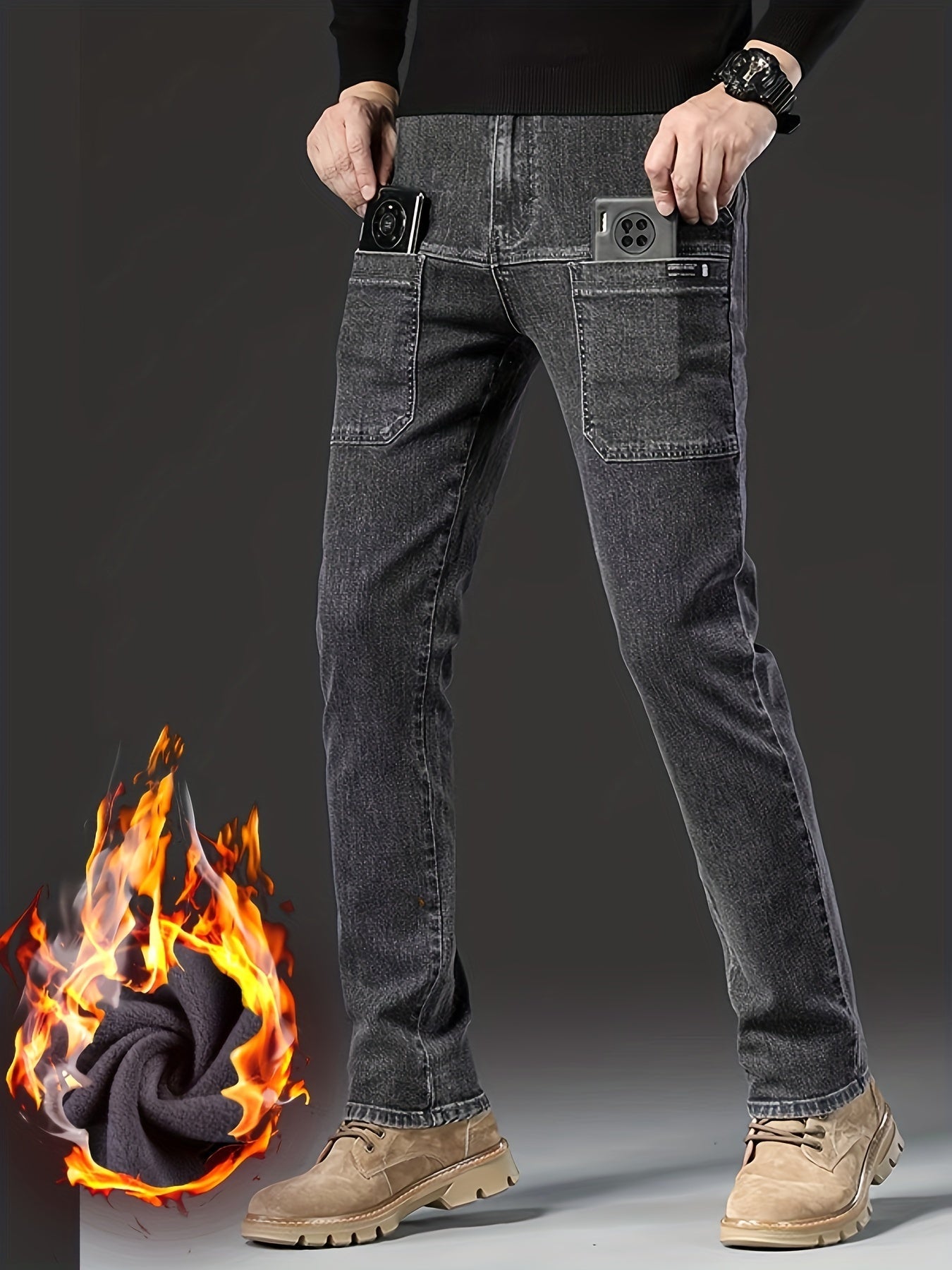 Herren Thermojeans mit Fleecelining und aufgesetzten Taschen