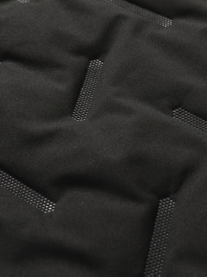 Padded men's vest in black with a hood and plush lining