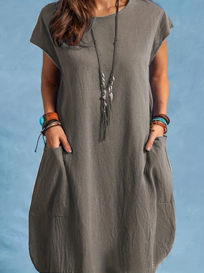 Women's casual dress tunic with loose fit and short sleeves – perfect for spring and summer
