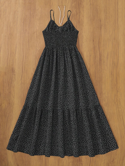 Damen Maxikleid mit Polka Dots und Rüschen – Elegantes Sommerkleid im Vintage-Stil für besondere Anlässe