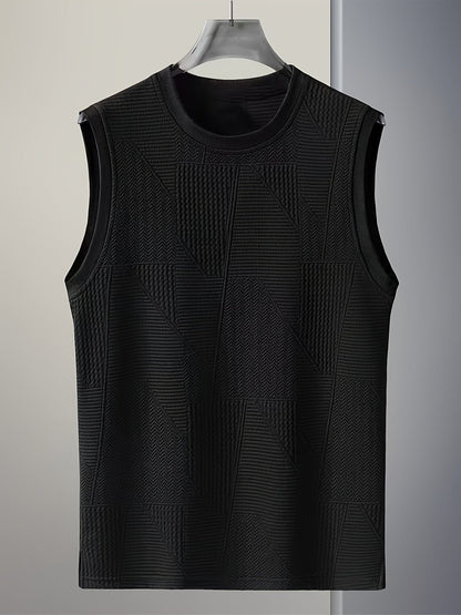 Men's Sleeveless Casual Tank Top – Modern Textured Design, Summer Leisure Shirt