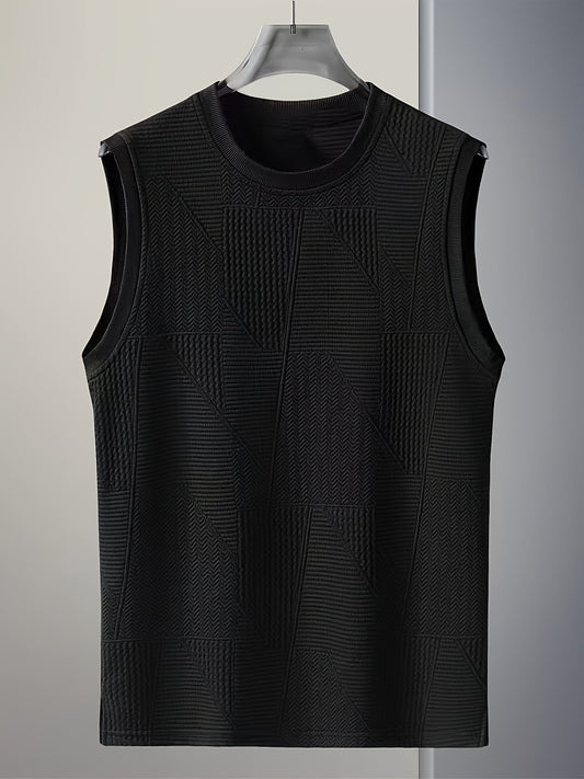 Men's Sleeveless Casual Tank Top – Modern Textured Design, Summer Leisure Shirt