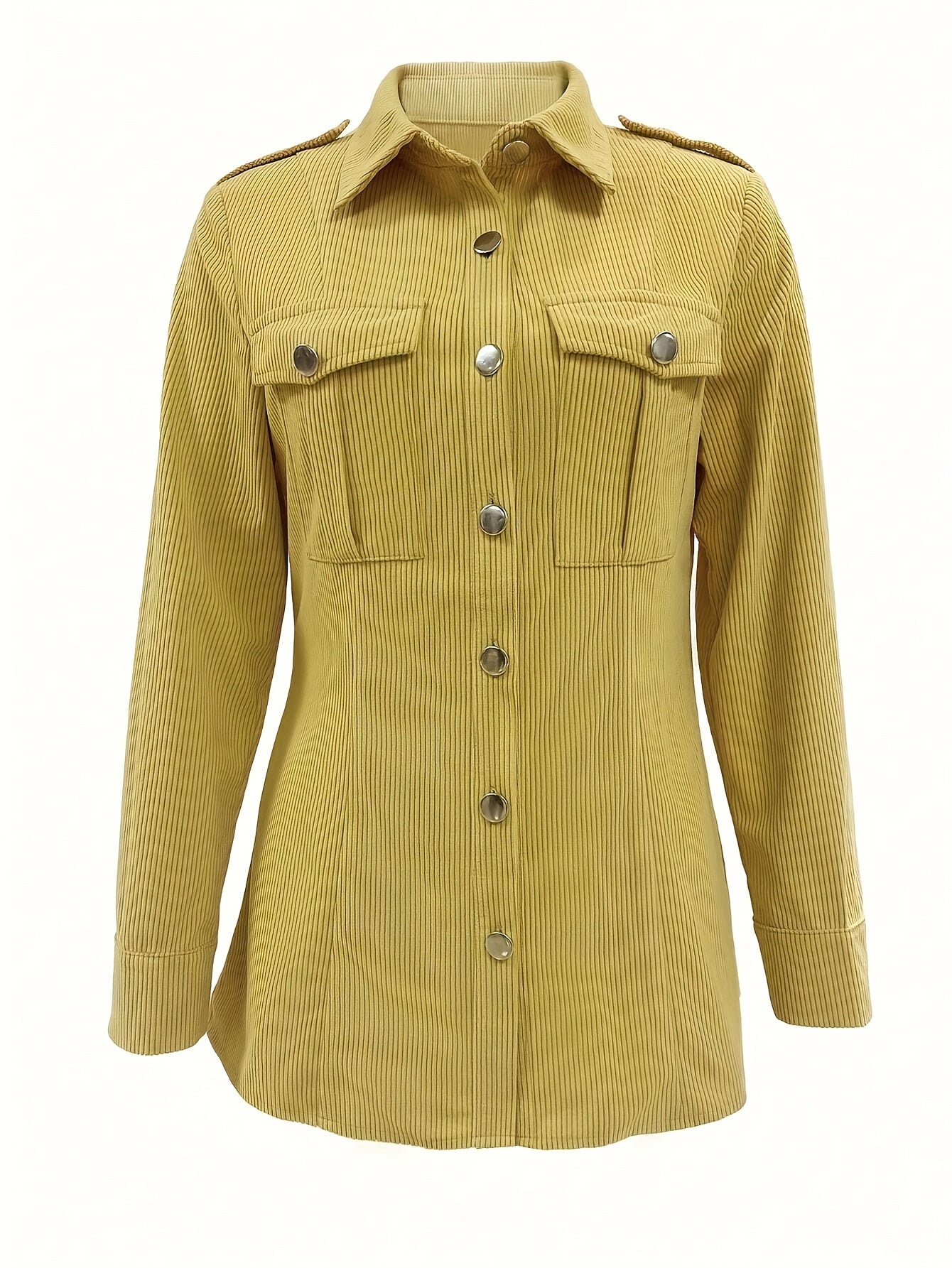 Women's corduroy shirt jacket with buttons and chest pockets