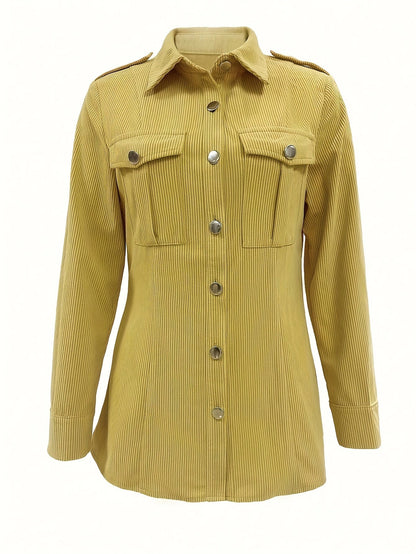 Women's corduroy shirt jacket with buttons and chest pockets