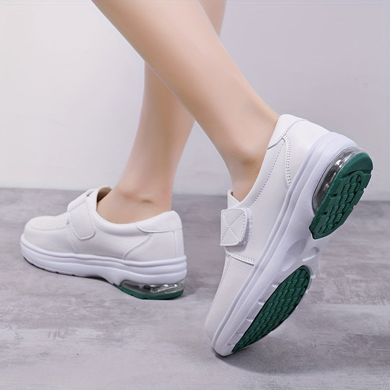 Women's Comfort Slip-On Shoes for Work and Leisure – Breathable Walking Shoes with Velcro Closure and Shock Absorption