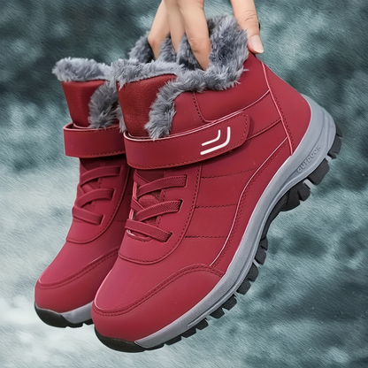 Winterstiefel gefüttert mit Klettverschluss und Schnürung, rutschfeste Sohle
