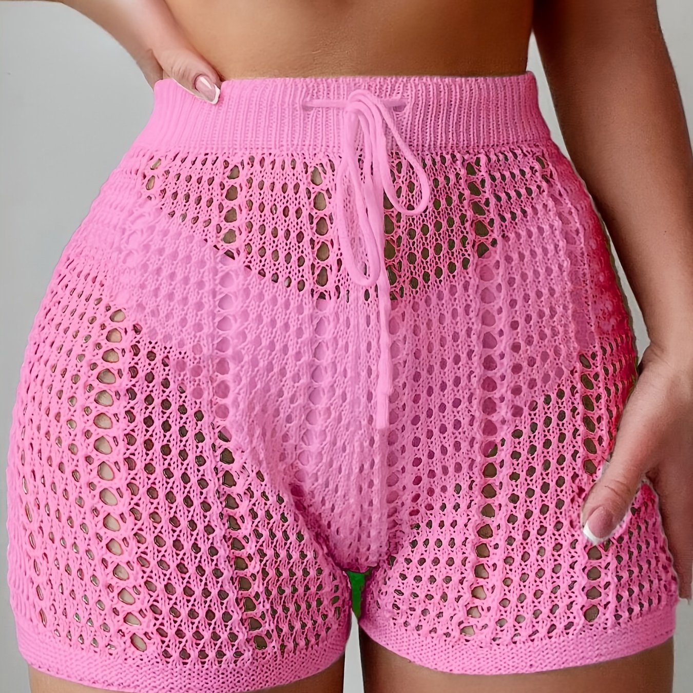 Women's Crochet Shorts High Waist Beachwear – Airy Mesh Shorts for Vacation and Summer
