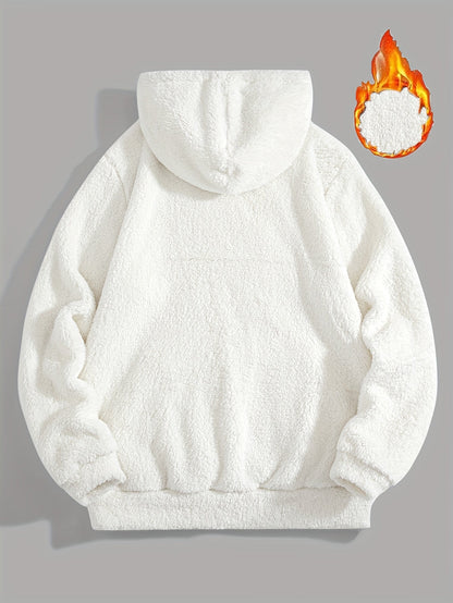 Unisex teddy fleece hoodie with a kangaroo pocket and hood