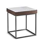 Bijzettafel marmer walnootfineer roestvrij staal Ennis, bruin – H64 x B56 x D56 cm, woonkamer