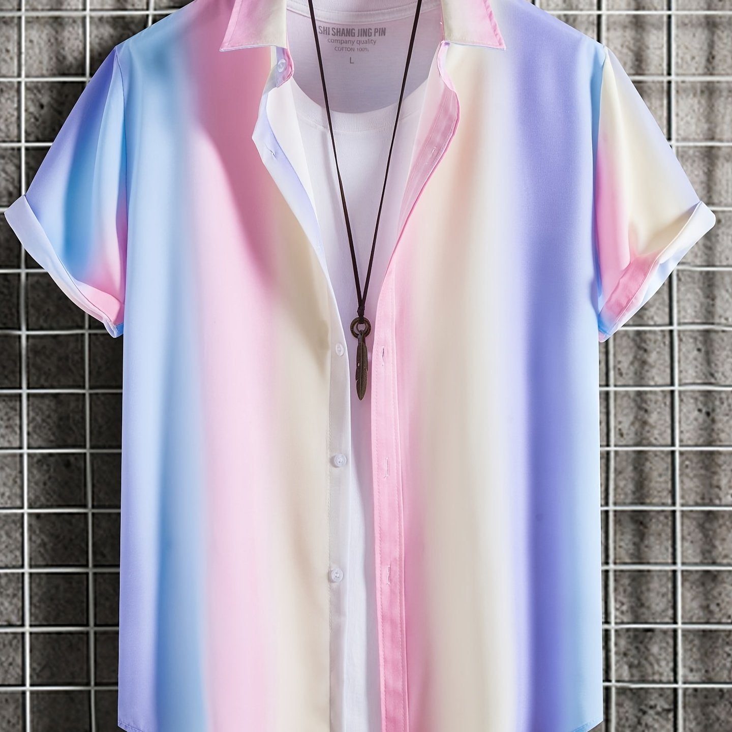 Men's Short-Sleeve Casual Shirt with Shell Motif – Modern Resort Shirt for Beach & Vacation